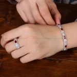 ست دستبند و انگشتر زنانه طرح یاقوت سرخ کد 31983