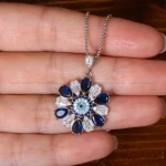 گردنبند طرح یاقوت کبود زنانه کد 32127