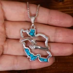 گردنبند فیروزه کوب طرح ایران کد 32192