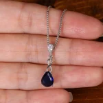 گردنبند طرح یاقوت کبود زنانه کد 32202