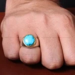 انگشتر فیروزه عجمی مردانه کد 31110