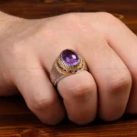 انگشتر آمیتیست مردانه کد 31713