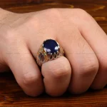 انگشتر یاقوت کبود مردانه کد 31715