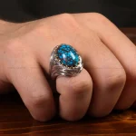 انگشتر فیروزه شجری مردانه کد 31940
