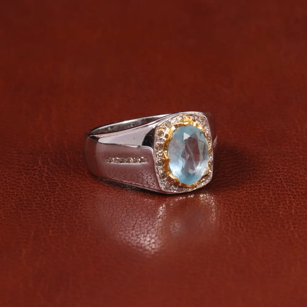 انگشتر آکوامارین مردانه کد 32608