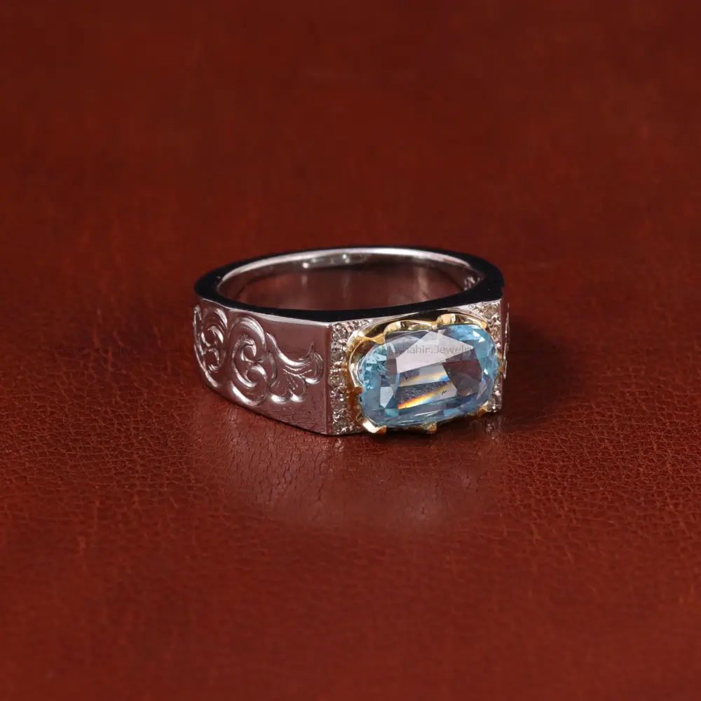 انگشتر آکوامارین مردانه کد 32609