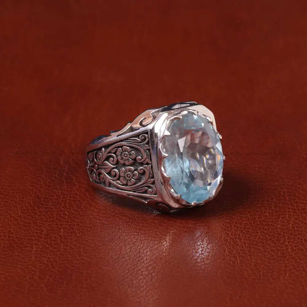 انگشتر آکوامارین مردانه کد 32656