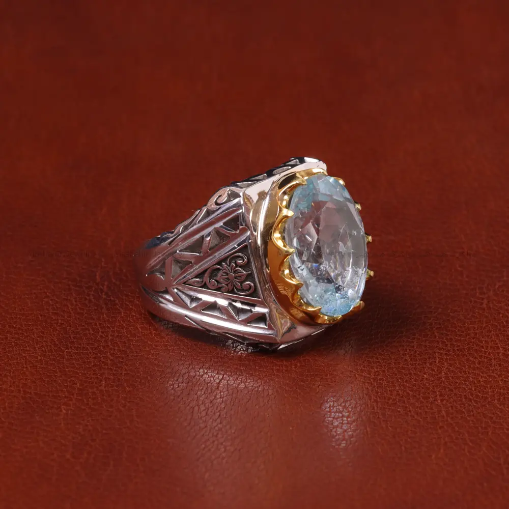 انگشتر آکوامارین مردانه کد 32657