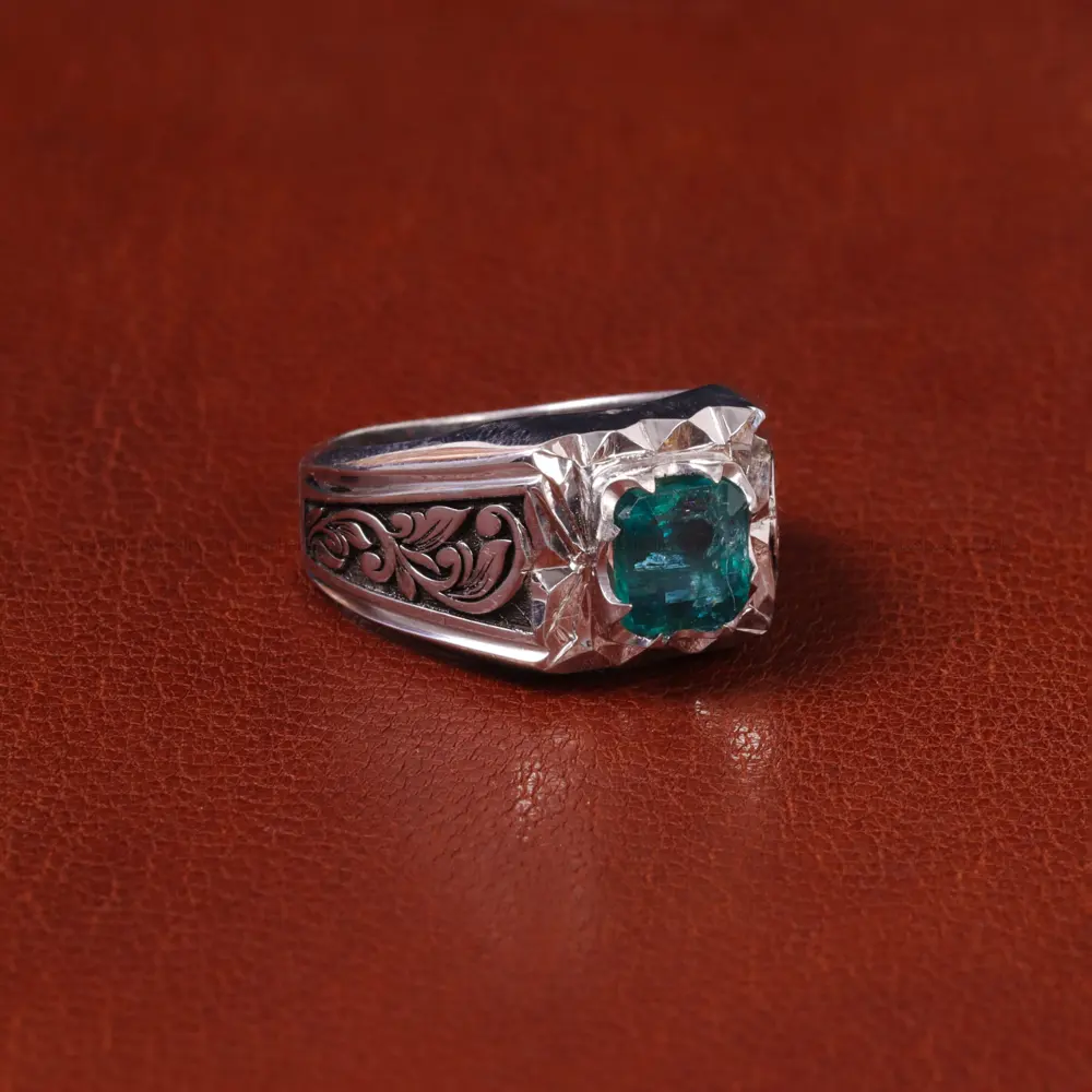 انگشتر زمرد مردانه کد 32666