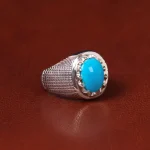 انگشتر فیروزه عجمی مردانه کد 32773