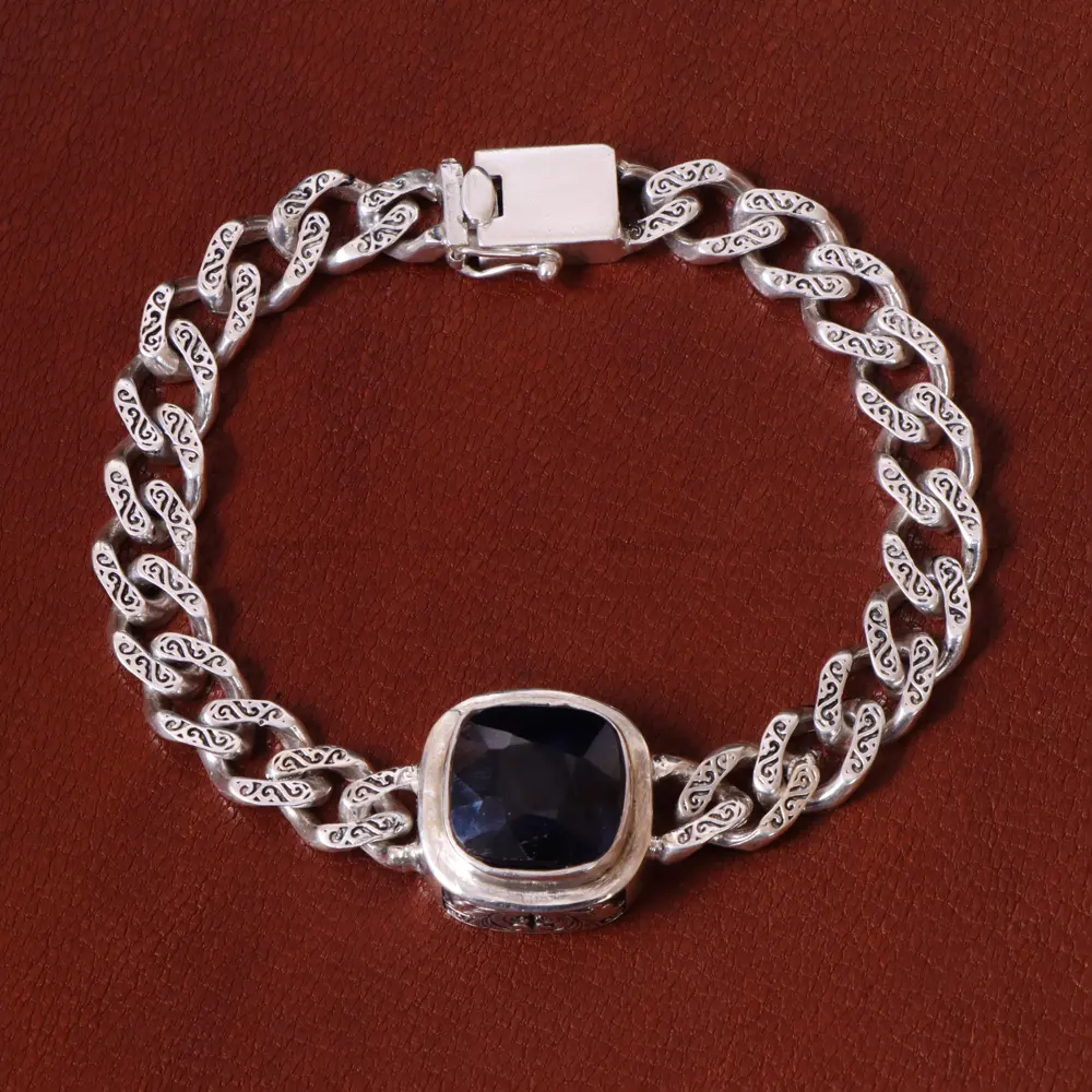 دستبند یاقوت کبود مردانه کد 32795