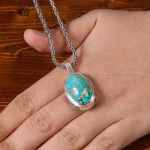 گردنبند فیروزه مردانه کد 32789