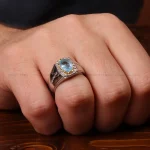 انگشتر آکوامارین مردانه کد 32608