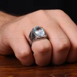 انگشتر آکوامارین مردانه کد 32655