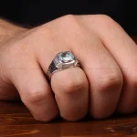 انگشتر آکوامارین مردانه کد 32659