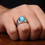 انگشتر فیروزه عجمی مردانه کد 32664