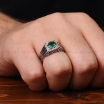 انگشتر زمرد مردانه کد 32706