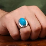 انگشتر فیروزه عجمی مردانه کد 32742