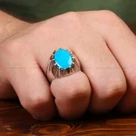 انگشتر فیروزه عجمی مردانه کد 32748