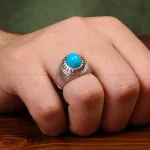 انگشتر فیروزه عجمی مردانه کد 32763