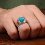 انگشتر فیروزه عجمی مردانه کد 32766
