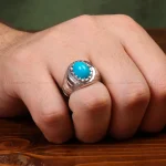 انگشتر فیروزه عجمی مردانه کد 32767