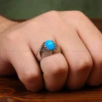 انگشتر فیروزه عجمی مردانه کد 32769