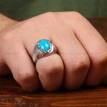 انگشتر فیروزه عجمی مردانه کد 32773