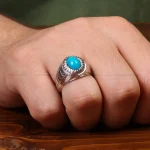 انگشتر فیروزه عجمی مردانه کد 32774