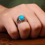 انگشتر فیروزه عجمی مردانه کد 32775