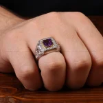 انگشتر آمیتیست مردانه کد 32848