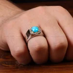 انگشتر فیروزه عجمی مردانه کد 32856