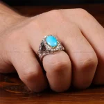 انگشتر فیروزه عجمی مردانه کد 32860