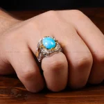 انگشتر فیروزه عجمی مردانه کد 32861