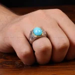 انگشتر فیروزه عجمی مردانه کد 32862