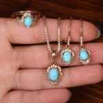 نیم ست فیروزه زنانه کد 32993