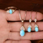 نیم ست فیروزه زنانه کد 33005
