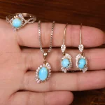 نیم ست فیروزه زنانه کد 33010