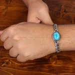 دستبند فیروزه مردانه کد 33649