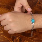 دستبند فیروزه مردانه کد 33656