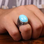 انگشتر فیروزه عجمی مردانه کد 33285