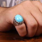 انگشتر فیروزه عجمی مردانه کد 33291
