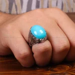 انگشتر فیروزه عجمی مردانه کد 33292