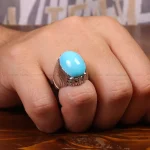 انگشتر فیروزه عجمی مردانه کد 33296