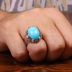 انگشتر فیروزه عجمی مردانه کد 33298