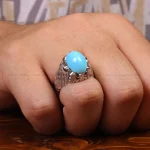 انگشتر فیروزه عجمی مردانه کد 33307