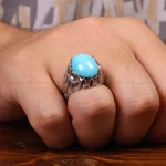 انگشتر فیروزه عجمی مردانه کد 33310