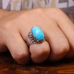انگشتر فیروزه عجمی مردانه کد 33311