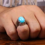 انگشتر فیروزه عجمی مردانه کد 33313