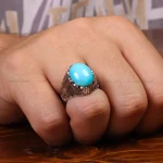 انگشتر فیروزه عجمی مردانه کد 33316